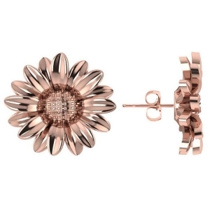 Multilayered Daisy Flower Stud Earrings 14K Rose Gold - All