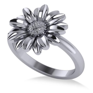 Multilayered Daisy Flower Fashion Ring 14k White Gold - All