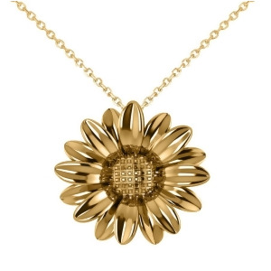 Multilayered Daisy Flower Pendant Necklace 14K Yellow Gold - All