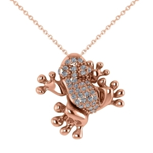 Diamond Accented Frog Pendant Necklace 14K Rose Gold 0.53ct - All