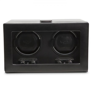 Wolf Heritage Men's Double Watch Winder Faux Leather Glass Cover Preset Programs - All
