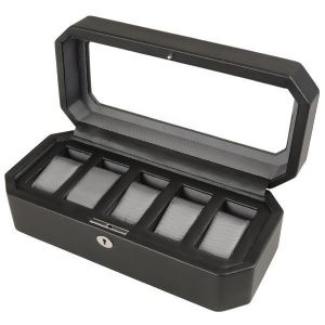 Wolf Windsor Five Piece Watch Box in Black Faux Leather - All