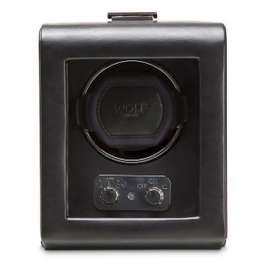 Wolf Heritage Men's Single Watch Winder Faux Leather w/ Glass Cover Home or Travel - All