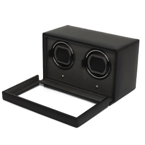 Wolf Double Cub Watch Winder w/ Cover in Black Faux Leather - All