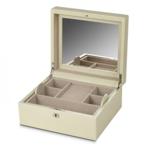 Wolf London Women's Small Genuine Leather Mirrored Jewelry Box with Lock 3 Colors - All