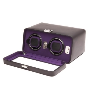 Wolf Windsor Double Dual Watch Winder w/ Cover in Black/Purple - All