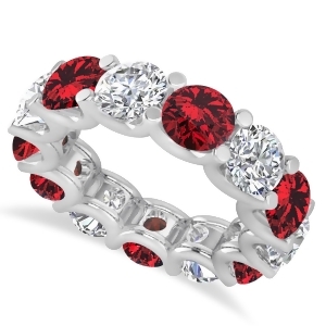 Diamond and Ruby Eternity Wedding Band 14k White Gold 11.00ct - All
