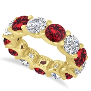 Diamond and Ruby Eternity Wedding Band 14k Yellow Gold 11.00ct - All