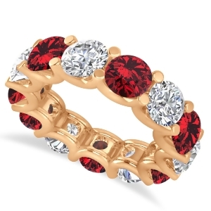 Diamond and Ruby Eternity Wedding Band 14k Rose Gold 11.00ct - All