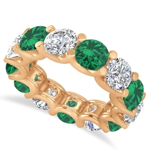 Diamond and Emerald Eternity Wedding Band 14k Rose Gold 11.00ct - All