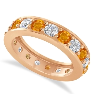 Diamond and Citrine Eternity Wedding Band 14k Rose Gold 2.85ct - All