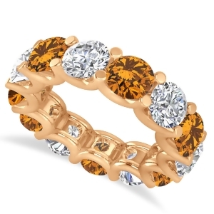 Diamond and Citrine Eternity Wedding Band 14k Rose Gold 11.00ct - All