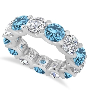 Diamond and Blue Topaz Eternity Wedding Band 14k White Gold 11.00ct - All