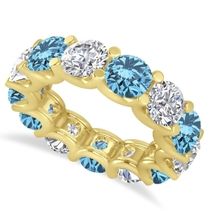 Diamond and Blue Topaz Eternity Wedding Band 14k Yellow Gold 11.00ct - All