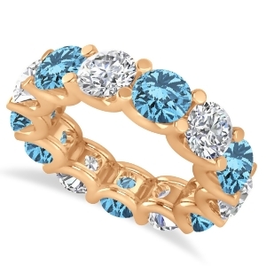 Diamond and Blue Topaz Eternity Wedding Band 14k Rose Gold 11.00ct - All