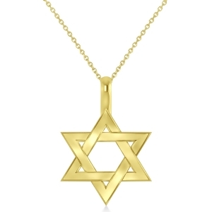 Jewish Star of David Pendant Necklace 14K Yellow Gold - All