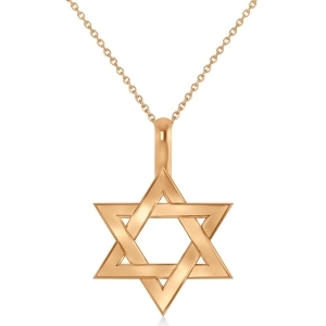 Jewish Star of David Pendant Necklace 14K Rose Gold - All