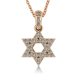 Diamond Jewish Star of David Pendant Necklace 14k Rose Gold 0.33ct - All