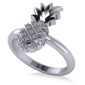 Diamond Accented Pineapple Fashion Ring 14k White Gold 0.10ct - All