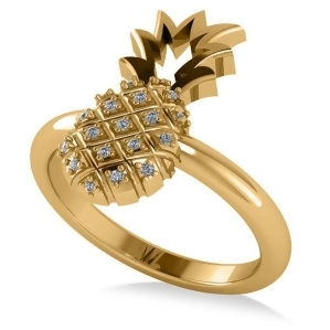 Diamond Accented Pineapple Fashion Ring 14k Yellow Gold 0.10ct - All