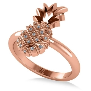 Diamond Accented Pineapple Fashion Ring 14k Rose Gold 0.10ct - All
