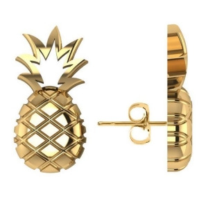 Pineapple Fashion Stud Earrings 14k Yellow Gold - All