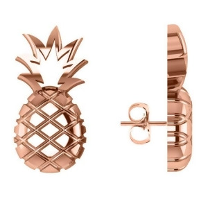 Pineapple Fashion Stud Earrings 14k Rose Gold - All