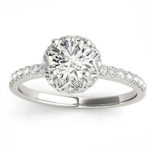 Diamond Accented Halo Engagement Ring Setting 14K White Gold 0.24ct - All