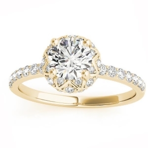 Diamond Accented Halo Engagement Ring Setting 14K Yellow Gold 0.24ct - All