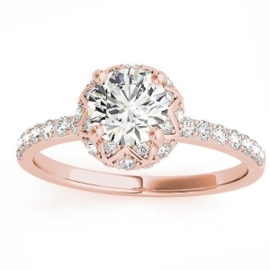 Diamond Accented Halo Engagement Ring Setting 14K Rose Gold 0.24ct - All