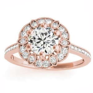 Diamond Accented Floral Halo Engagement Ring 18K Rose Gold 0.23ct - All