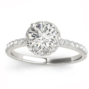 Diamond Accented Halo Engagement Ring Setting Platinum 0.24ct - All