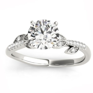 Diamond Vine Leaf Engagement Ring Setting 14K White Gold 0.10ct - All