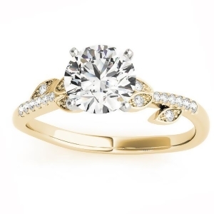 Diamond Vine Leaf Engagement Ring Setting 14K Yellow Gold 0.10ct - All
