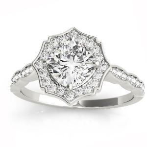 Diamond Accented Halo Engagement Ring Setting 14K White Gold 0.26ct - All