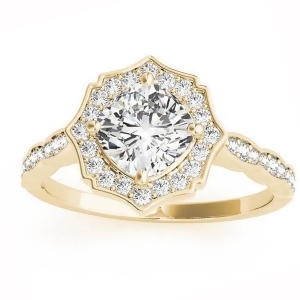 Diamond Accented Halo Engagement Ring Setting 14K Yellow Gold 0.26ct - All