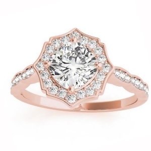 Diamond Accented Halo Engagement Ring Setting 14K Rose Gold 0.26ct - All