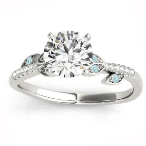 Aquamarine and Diamond Vine Leaf Engagement Ring Setting Palladium 0.10ct - All
