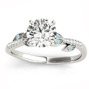 Aquamarine and Diamond Vine Leaf Engagement Ring Setting Platinum 0.10ct - All