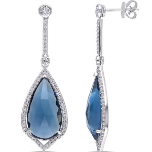 Pear Blue Topaz and Diamond Fashion Earrings 14k White Gold 24.00ct - All