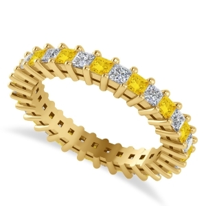 Princess Diamond and Yellow Sapphire Wedding Band 14k Yellow Gold 1.86ct - All