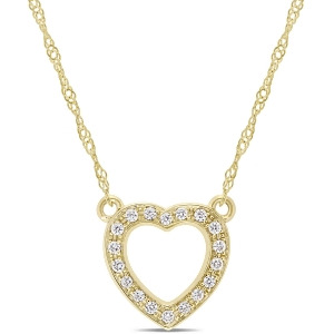 Diamond Heart Pendant Necklace 14k Yellow Gold 0.10ct - All