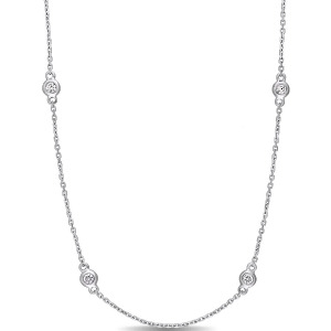 Diamond Station Necklace 14k White Gold 0.25ct - All