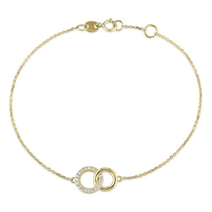Circle Linked Diamond Bracelet 14k Yellow Gold 0.10ct - All