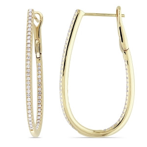 Diamond Loop Cuff Earrings 14k Yellow Gold 0.50ct - All