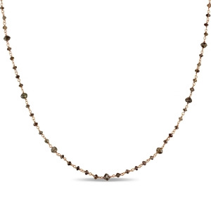 Bead Brown Diamond Necklace 14k Rose Gold 15.00ct - All