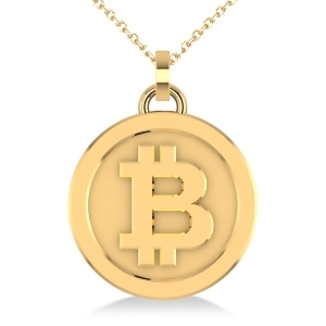 Medium Cryptocurrency Bitcoin Pendant Necklace 14k Yellow Gold - All