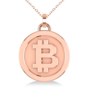 Medium Cryptocurrency Bitcoin Pendant Necklace 14k Rose Gold - All