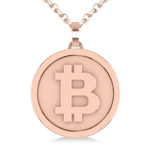 Large Cryptocurrency Bitcoin Pendant Necklace 14k Rose Gold - All