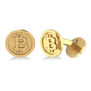 Cryptocurrency Bitcoin Cuff Link 14k Yellow Gold - All